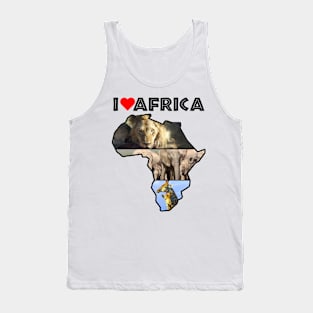 I Love Africa Wildlife Collage Map Tank Top